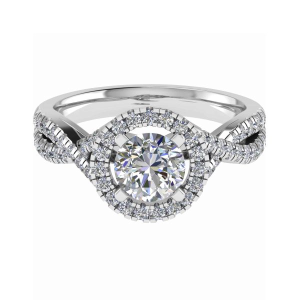 Violet Natural Round Diamond Halo Ring