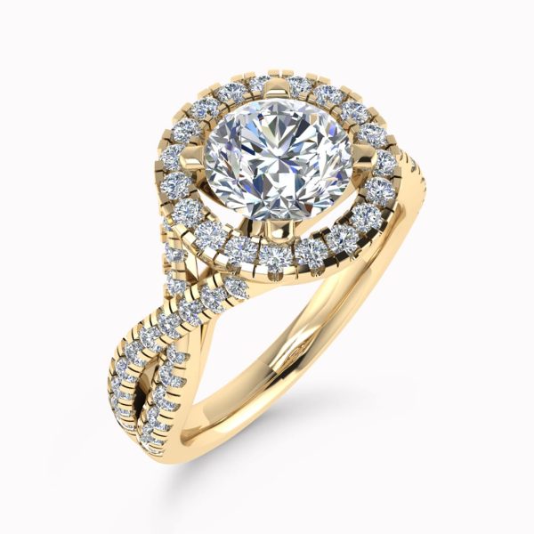 Violet Lab Grown Round Diamond Halo Ring