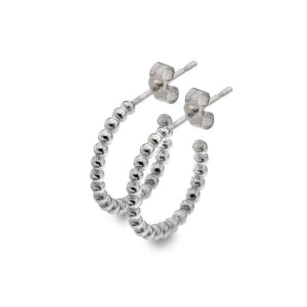 White Gold Large Beaded Hoop Earrings
