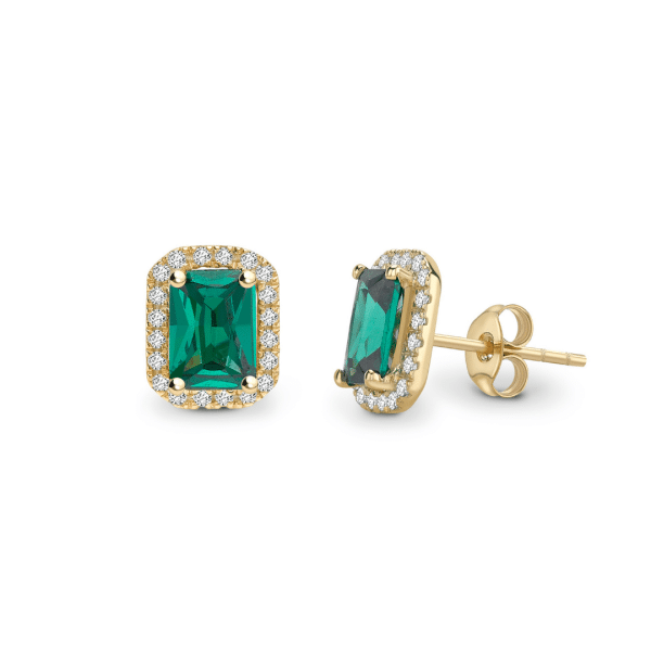 Emerald and Diamond Halo Earrings 1.30cts