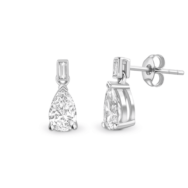 Pear Cut Lab Grown Diamond Drop Earrings 1.10cts