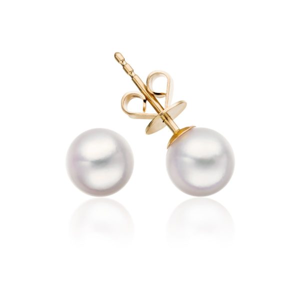 Cultured Pearl and Yellow Gold Stud Earrings 4mm