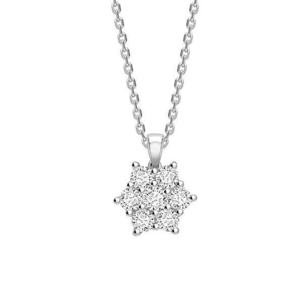 18ct White Gold Diamond Cluster Pendant 1.05cts