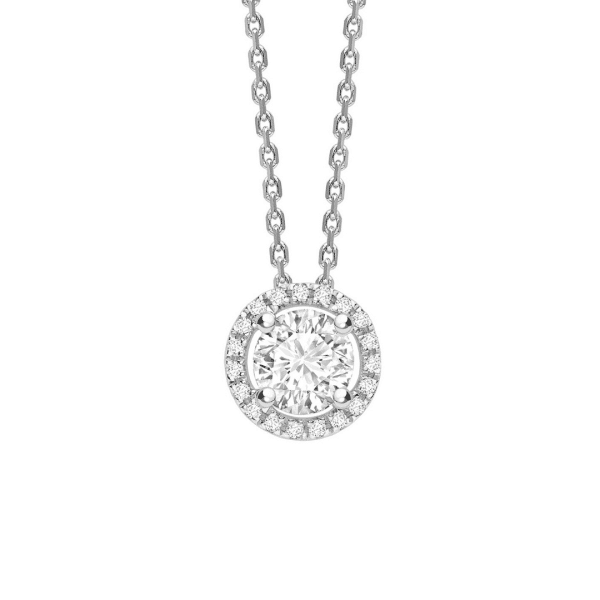Round Brilliant Cut Diamond Halo Pendant 0.15cts