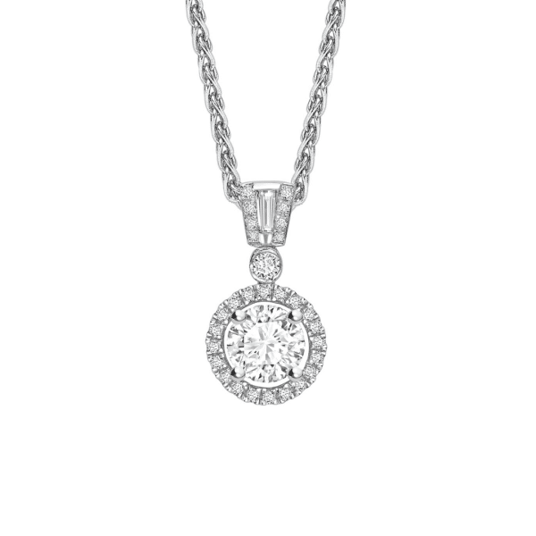 Round Diamond Halo Cluster Pendant 0.45cts