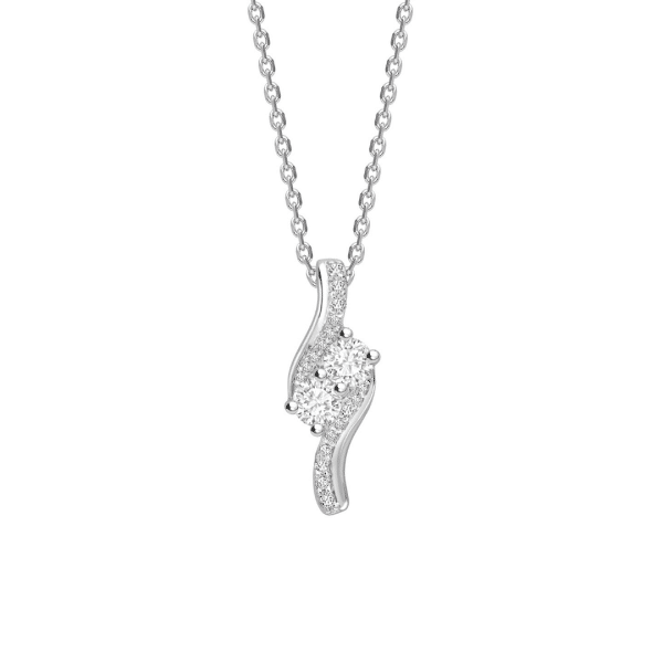 Two Stone Diamond Twist Pendant 0.62cts