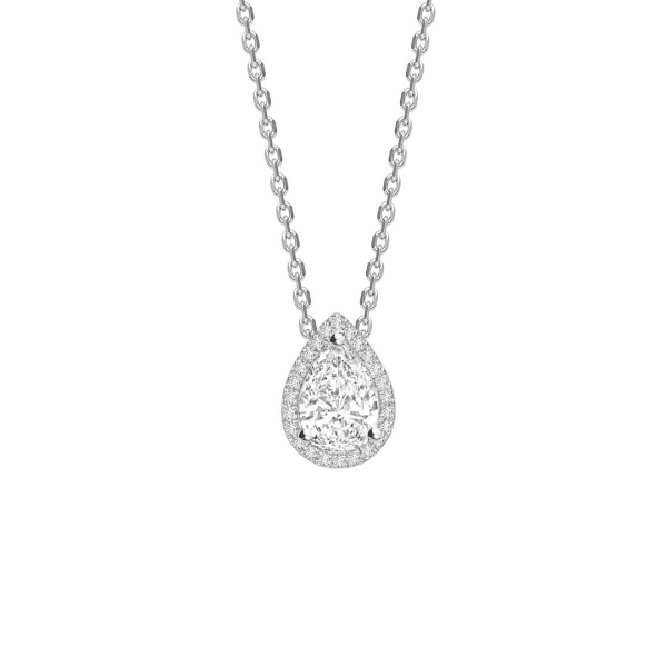 Pear Cut Diamond Halo Pendant 0.50cts