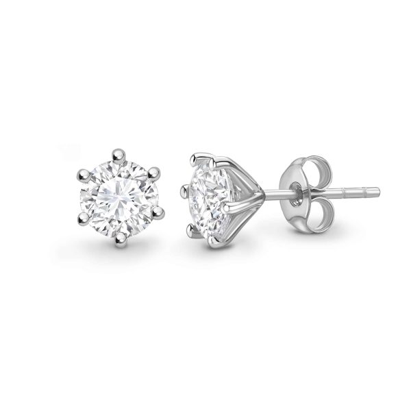 Brilliant Cut Diamond 6 Claw Stud Earrings