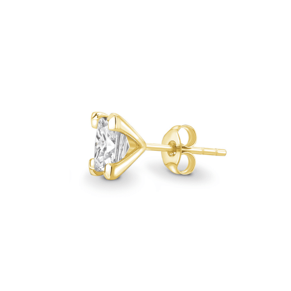 Princess Cut Diamond Stud Earrings in Yellow Gold