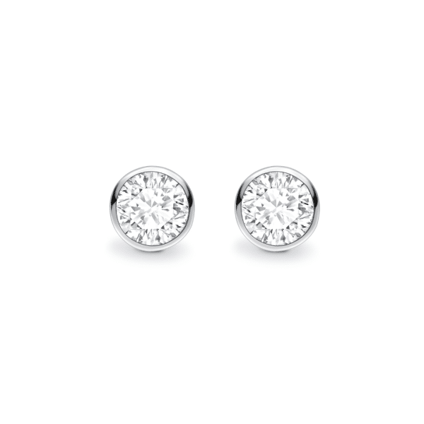 Brilliant Cut Diamond Rubover Stud Earrings