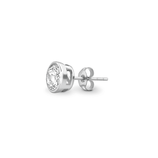 Brilliant Cut Diamond Rubover Stud Earrings