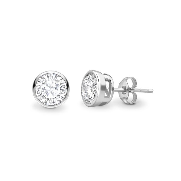 Brilliant Cut Diamond Rubover Stud Earrings
