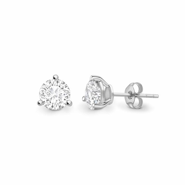 Brilliant Cut Diamond 3 Claw Stud Earrings