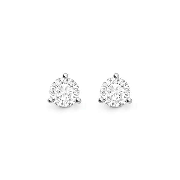 Brilliant Cut Diamond 3 Claw Stud Earrings