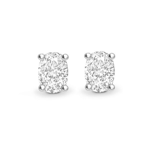 Oval Cut Diamond 4 Claw Stud Earrings
