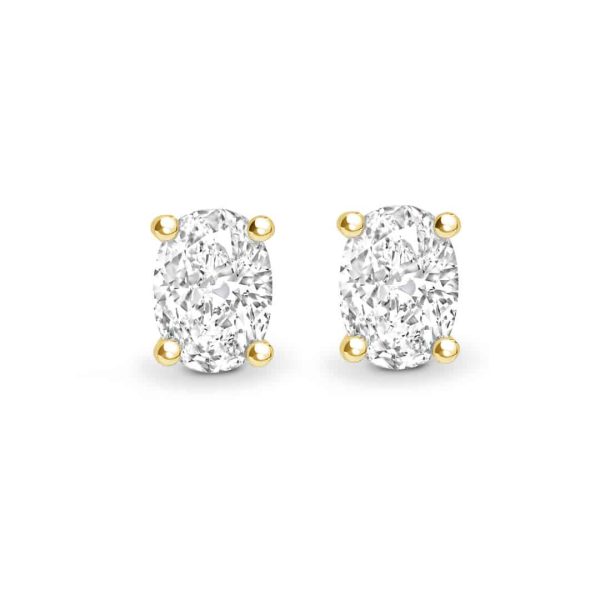 Oval Cut Diamond 4 Claw Stud Earrings