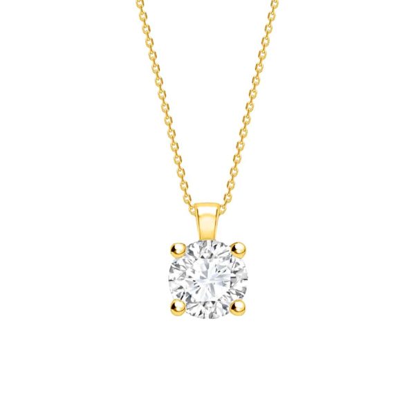 Classic Brilliant Cut Diamond Pendant in Yellow Gold