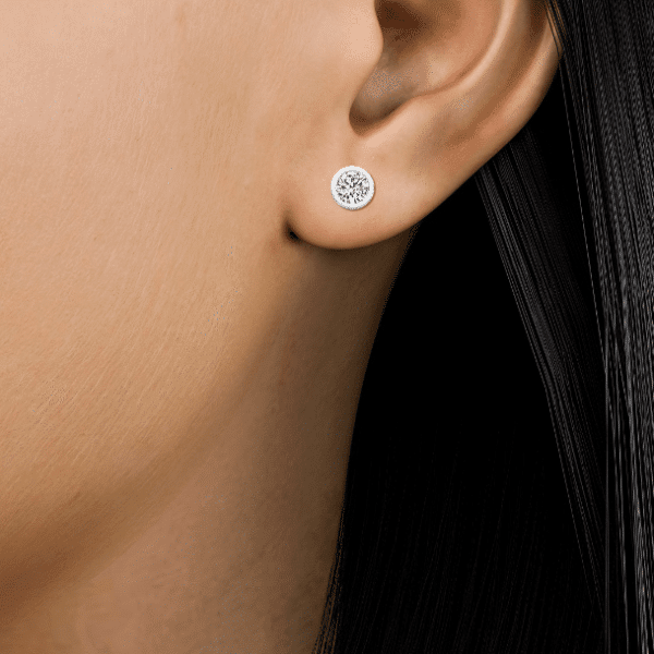 Brilliant Cut Diamond Rubover Stud Earrings