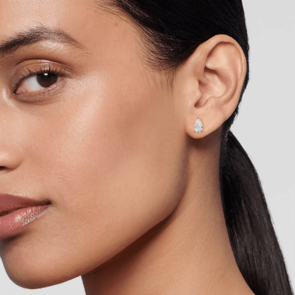 Pear Cut Diamond Stud Earrings in Yellow Gold