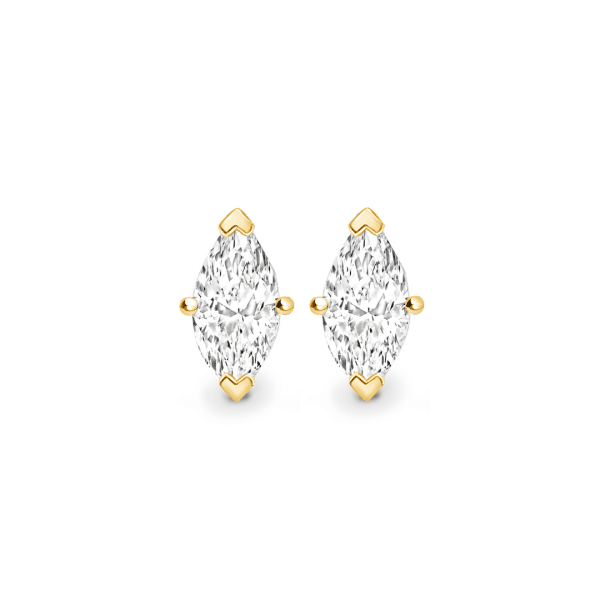 1.00ct Marquise Cut Diamond Stud Earrings in Yellow Gold