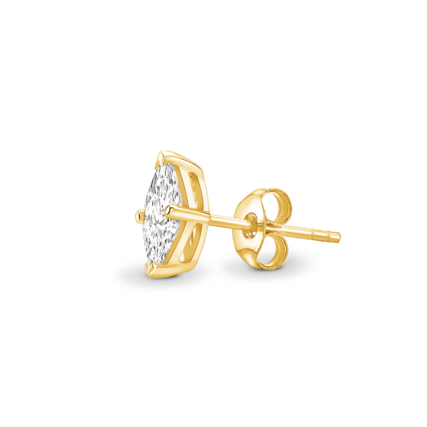 1.00ct Marquise Cut Diamond Stud Earrings in Yellow Gold
