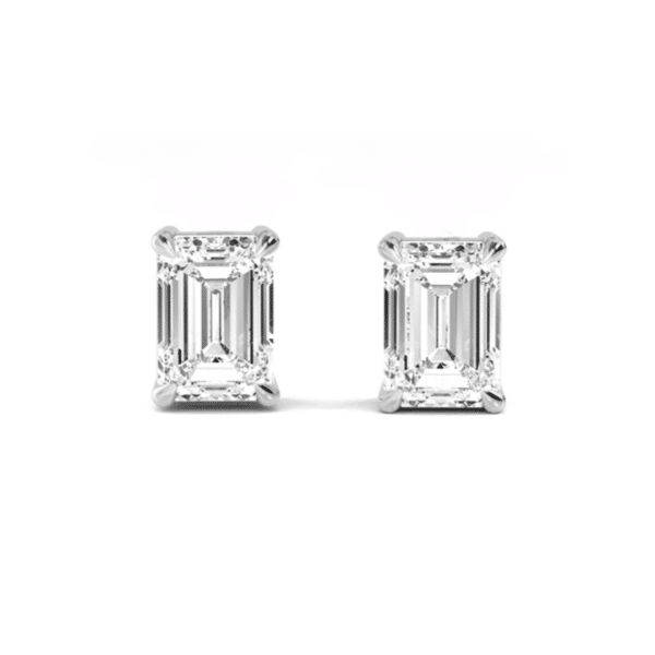 Lab Grown Emerald Cut Diamond Stud Earrings