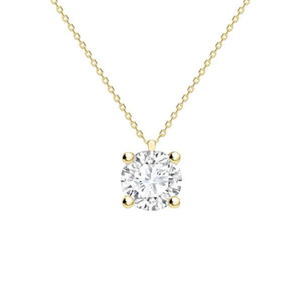 Lab Grown Brilliant Cut Diamond Four Claw Pendant in Yellow Gold