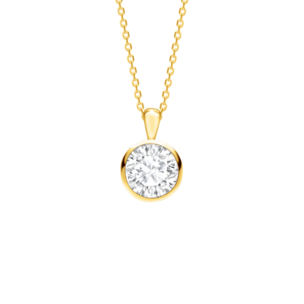 Brilliant Cut Diamond Rubover Pendant in Yellow Gold
