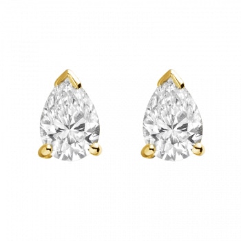 Pear Cut Diamond Stud Earrings in Yellow Gold