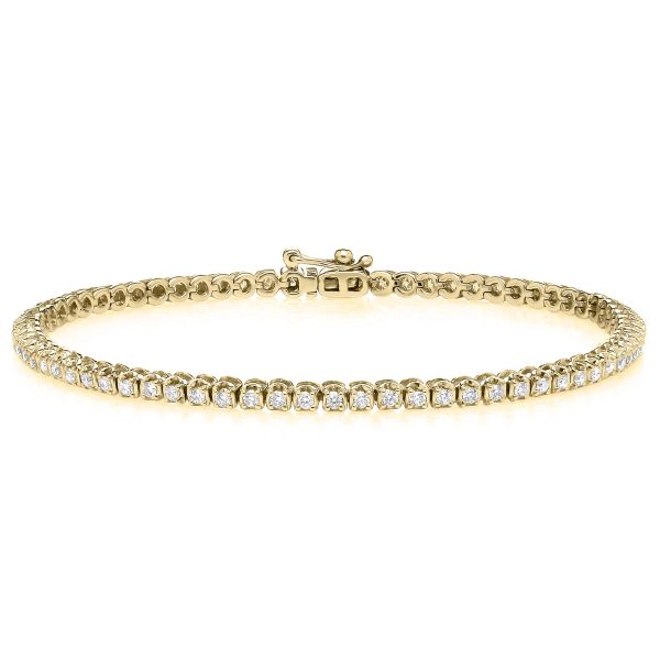 Lab Grown Brilliant Cut Diamond Tennis Bracelet in Yellow Gold 1 - 4cts