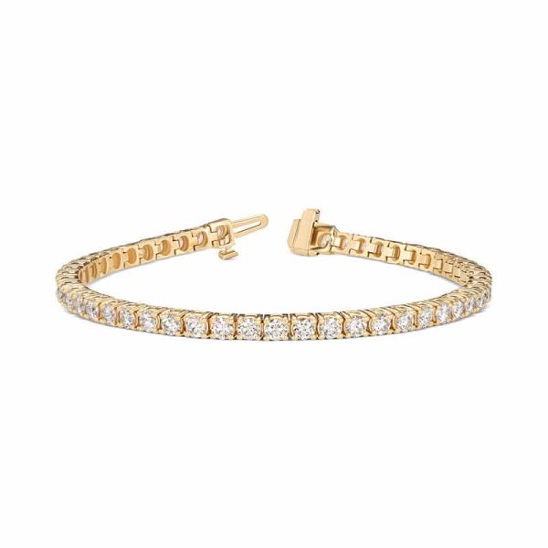 3ct Lab Grown Classic Brilliant Cut Diamond Tennis Bracelet - Yellow Gold