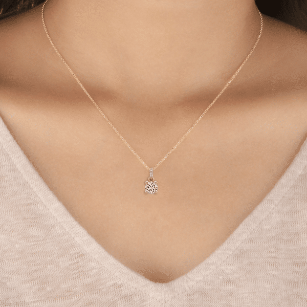 Brilliant Cut Diamond Pendant with Diamond Bale in Yellow Gold