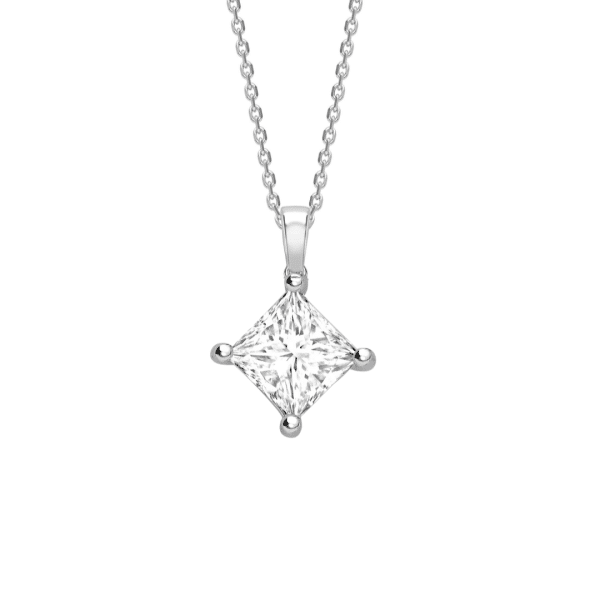 Princess Cut Diamond Four Claw Pendant