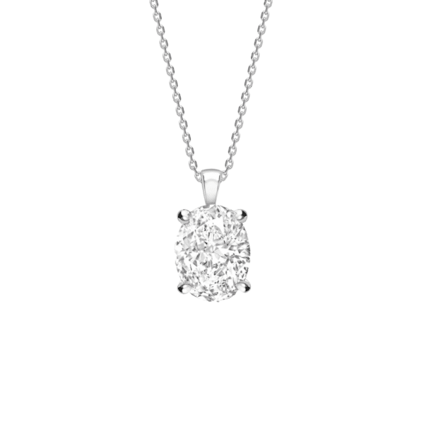 Classic Oval Cut Diamond Four Claw Pendant