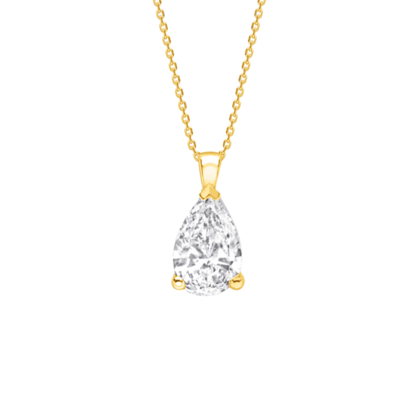 Classic Pear Cut Diamond Pendant in Yellow Gold