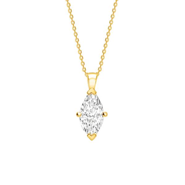 Classic Marquise Cut Diamond Pendant in Yellow Gold