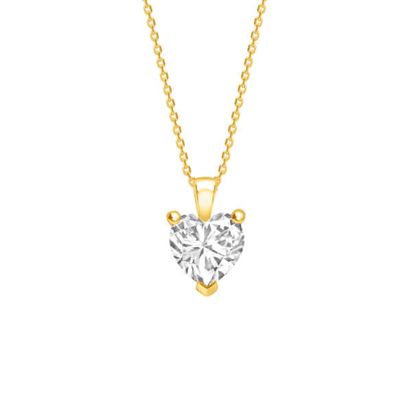 Classic Heart Cut Diamond Pendant in Yellow Gold