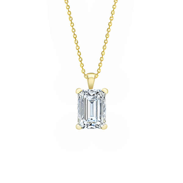 Classic Emerald Cut Diamond Pendant in Yellow Gold