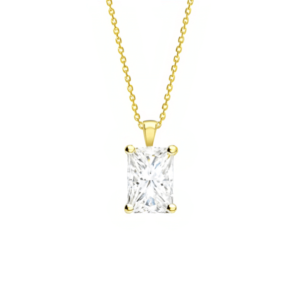 Classic Radiant Cut Diamond Pendant in Yellow Gold