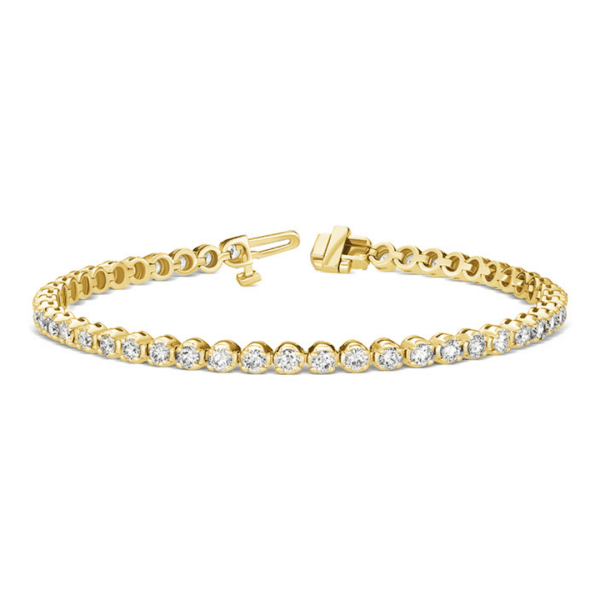 Lab Grown Brilliant Cut Diamond Tennis Bracelet in Yellow Gold