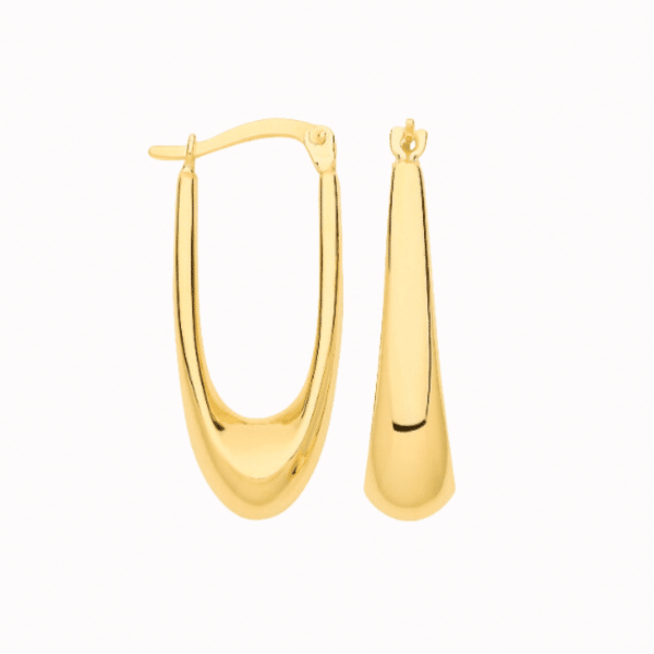 Yellow Gold Elongated Hoop Earrings
