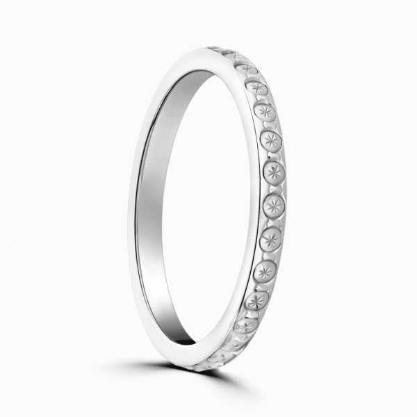 Geneva Ladies Patterned Wedding Ring 2mm