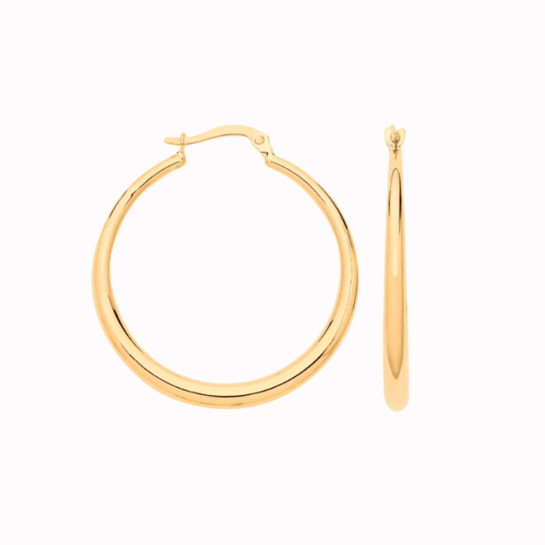 Yellow Gold Graduated Hoop Earrings