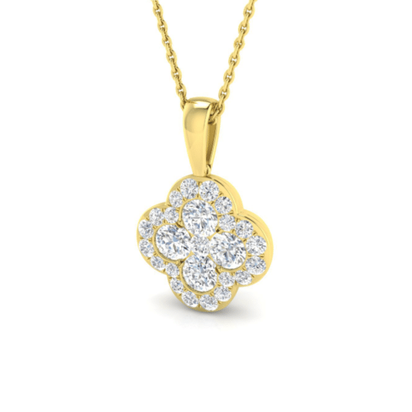 Yellow Gold Diamond Clover Pendant 0.33cts