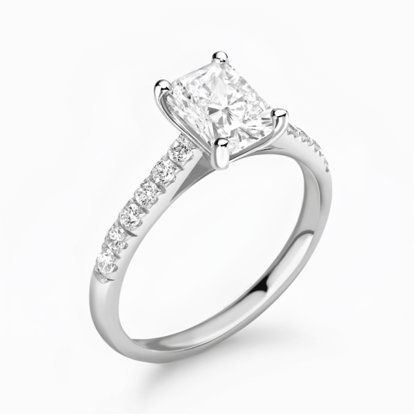 Celine Lab Grown Radiant Diamond Sidestone Ring