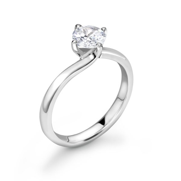 0.50ct Brilliant Cut Diamond Twist Solitaire ring in 18ct White Gold