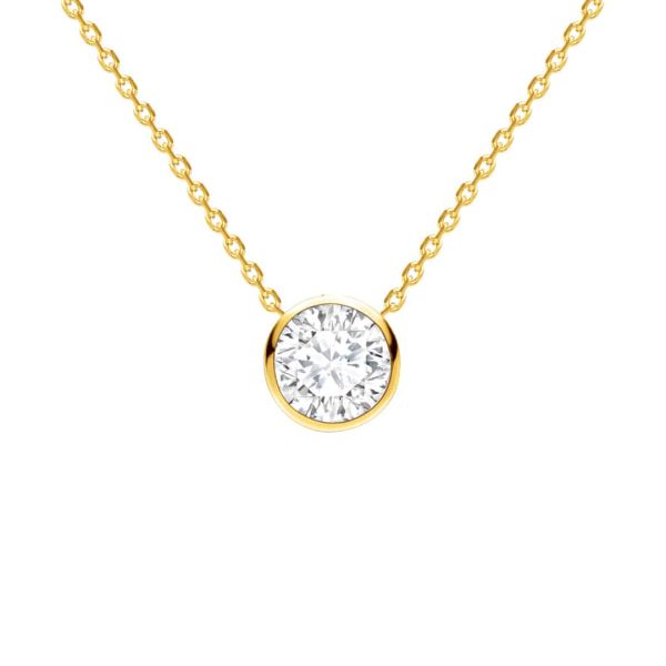 1ct Brilliant cut Diamond Rubover Solitaire Pendant in Yellow Gold