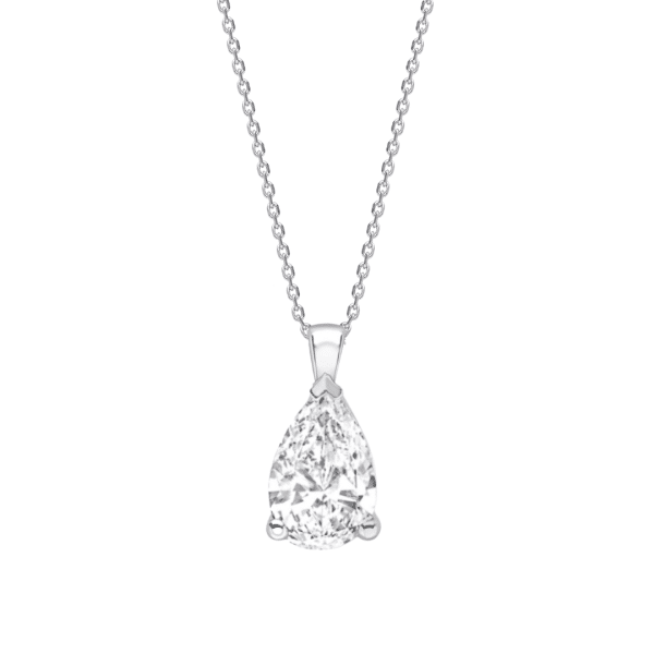2ct Pear cut Diamond Solitaire Pendant in White Gold - Lab Grown
