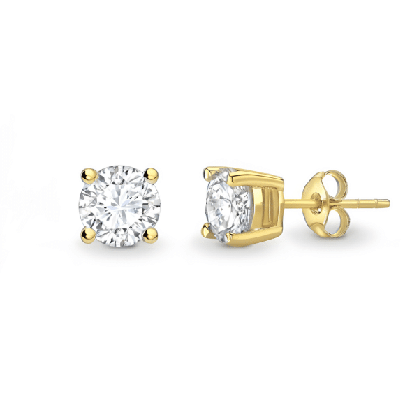 1.00ct Brilliant Cut Diamond Stud Earrings in Yellow Gold - Lab Grown