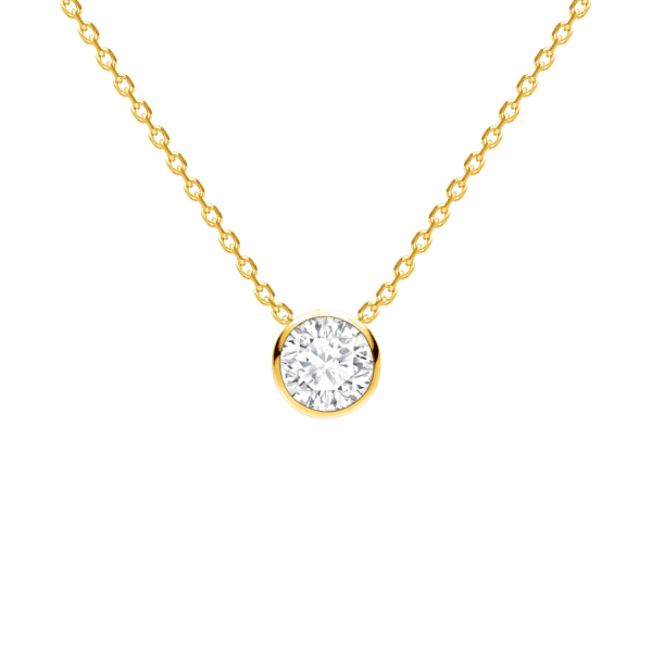 0.5ct Brilliant Cut Diamond Bezel Pendant in 18ct Gold Vermeil - Lab Grown